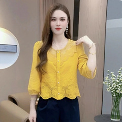 时尚蕾丝衬衫女2025秋季新款设计感小众洋气显瘦气质百搭衬衣上衣