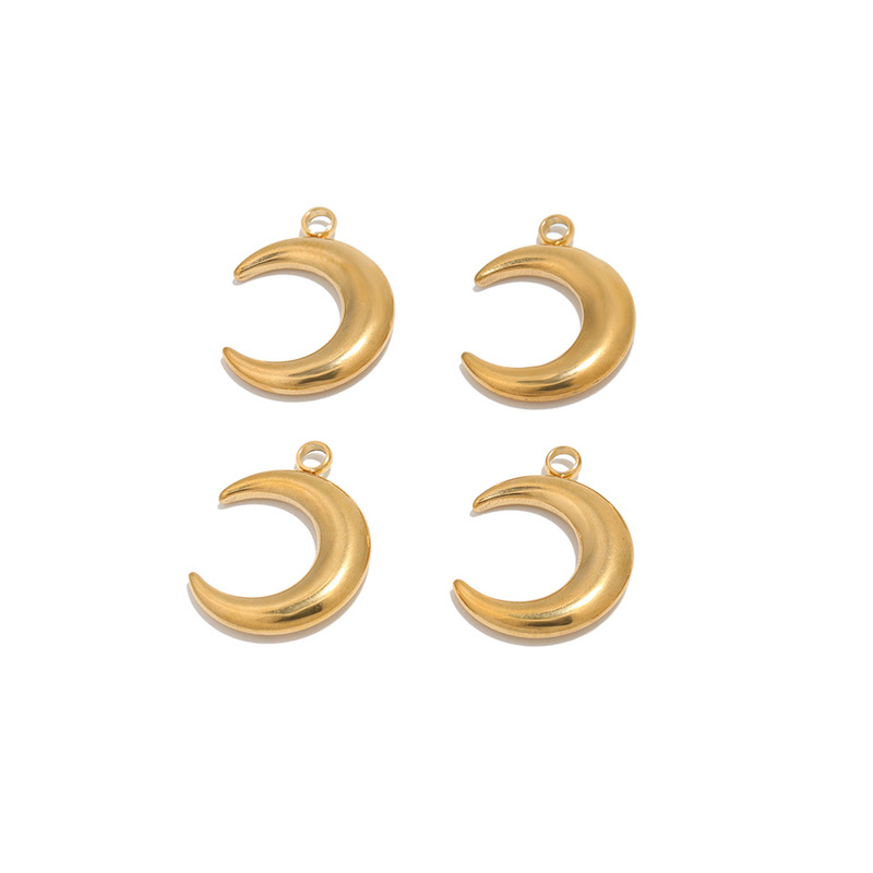 Stainless Steel Moon Pendant Hydraulic Large Crescent Pendant Accessory Semi-Finished Product Ins Necklace DIY Ins Style
