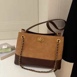 南枫复古潮流百搭枫絮秋阳托特包包女秋冬小众菱格链条单肩斜挎包