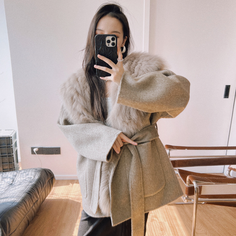 Double-sided cashmere removable liner with hood