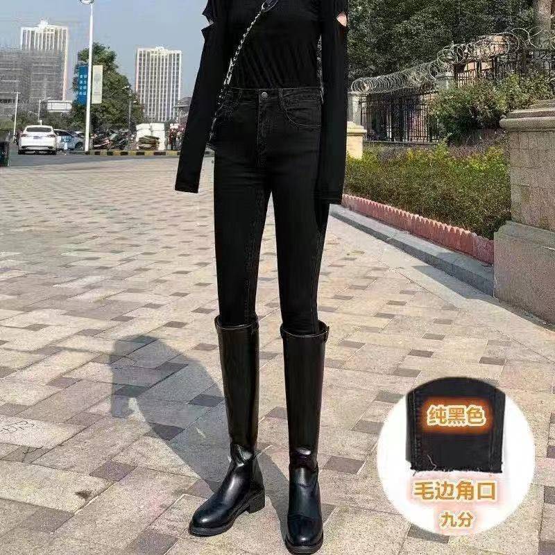 丹宁蓝牛仔直筒裤女年春夏新款长裤高腰弹力垂感阔腿拖|undefined