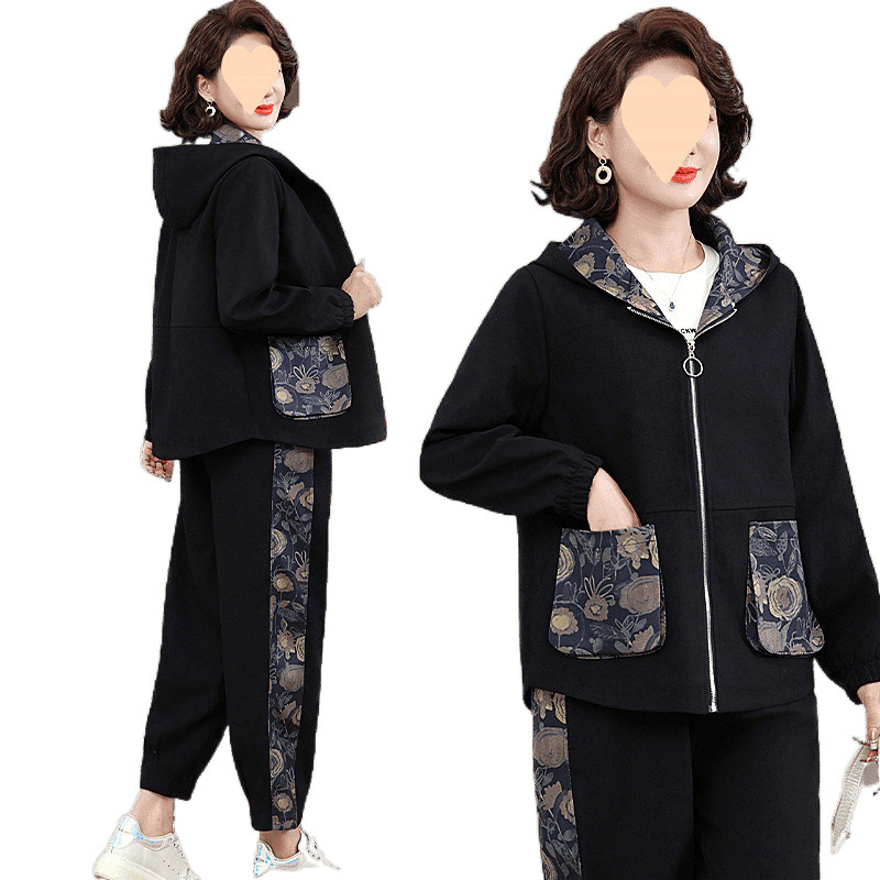 ActiveGo 2025 New Mom Sports Suit Middle-aged Elderly, Spring And Autumn Jacket, Plus Size Casual Top Two-piece Set For Women_voghion.com