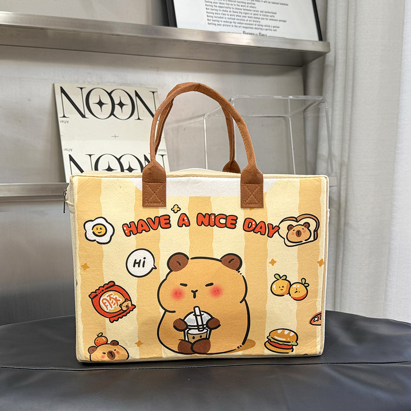 新しい漫画フェルトトラベルバッグ大容量フェルト収納ハンドバッグはトロリーフェルト荷物バッグに使用できます手作り|undefined