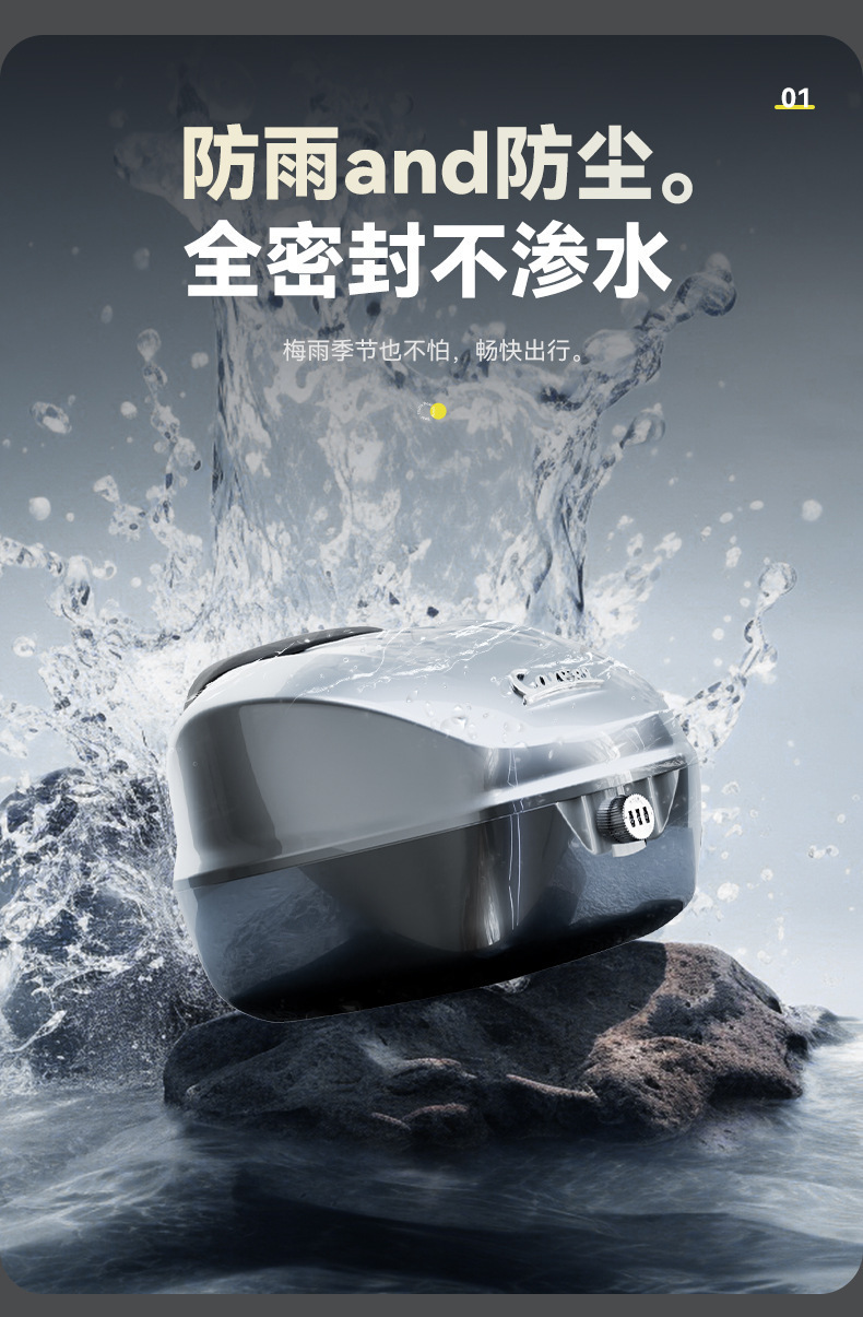 Retro Motorcycle Tail Box with Large Capacity, Scooter Rear Trunk Made of Abs Material, Large Capacity for Electric Vehicles