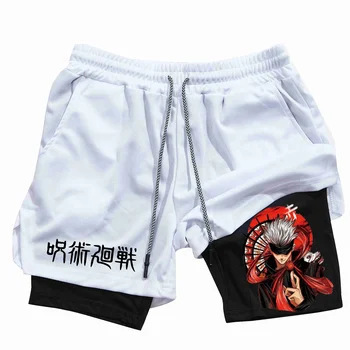 Dragon Ball Series Ghost Face Shorts Summer Printed Double Layer Two-In-One Men's Basketball Running Casual Home Sports Shorts