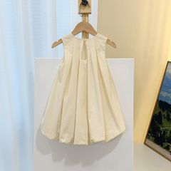 女童夏季連衣裙2024新款韓版童裝洋氣兒童韓系休閒時尚無袖花苞裙