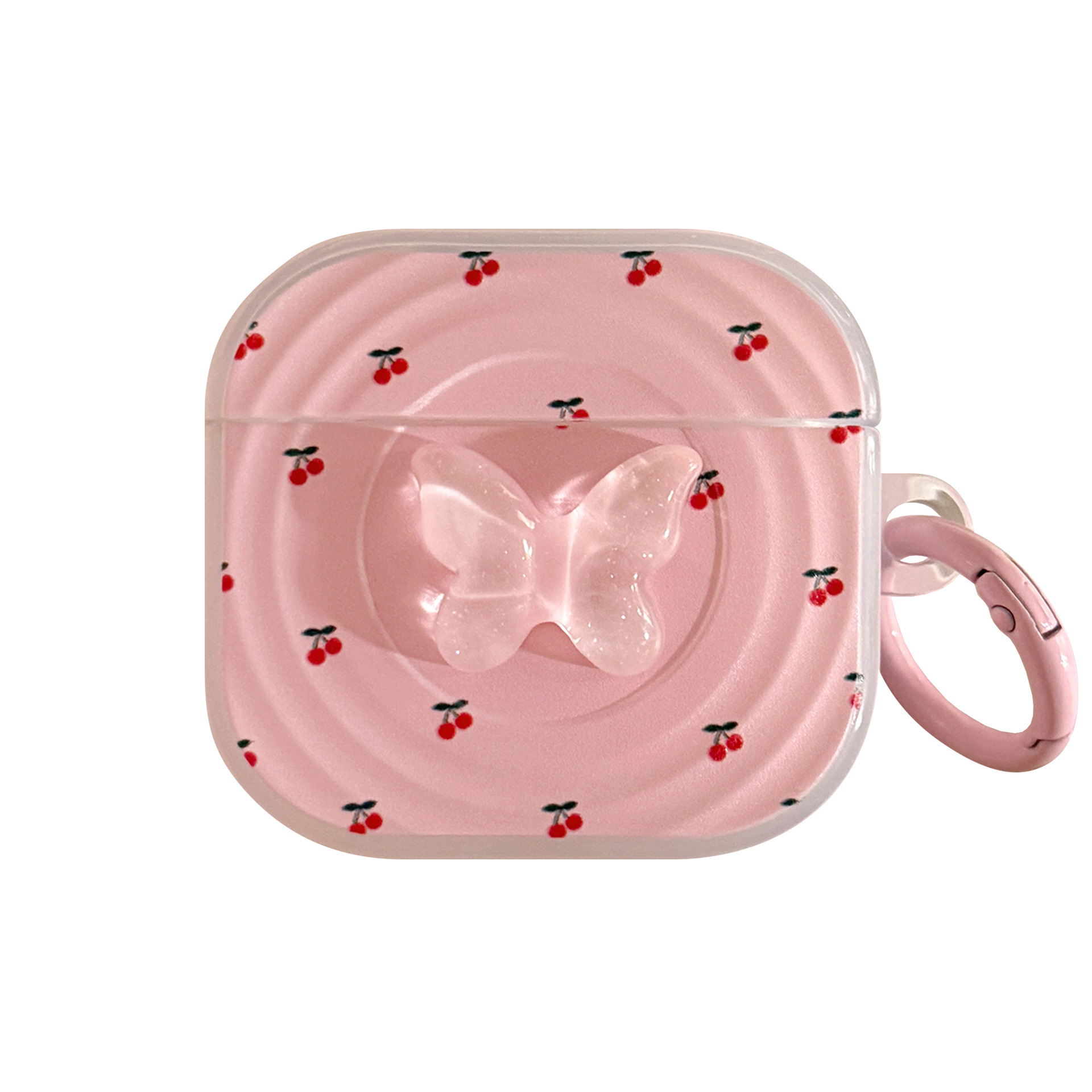 Anillo de cereza rosa para auriculares Airpods Pro 2 cubierta Bluetooth inalámbrico 4 generación 3 mariposas estéreo