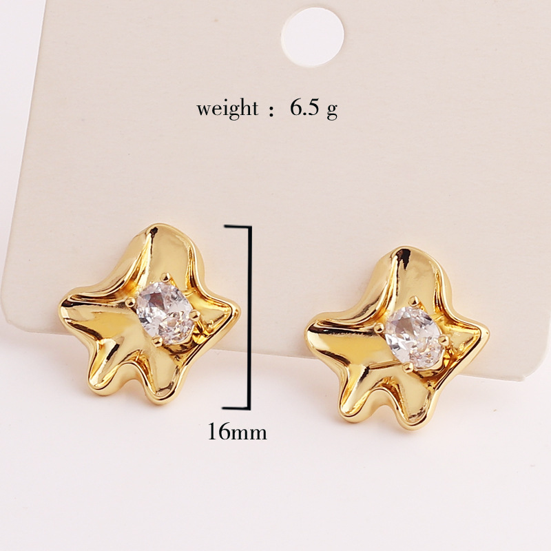 Fashion Flower Copper Inlay Zircon Ear Studs 1 Pair