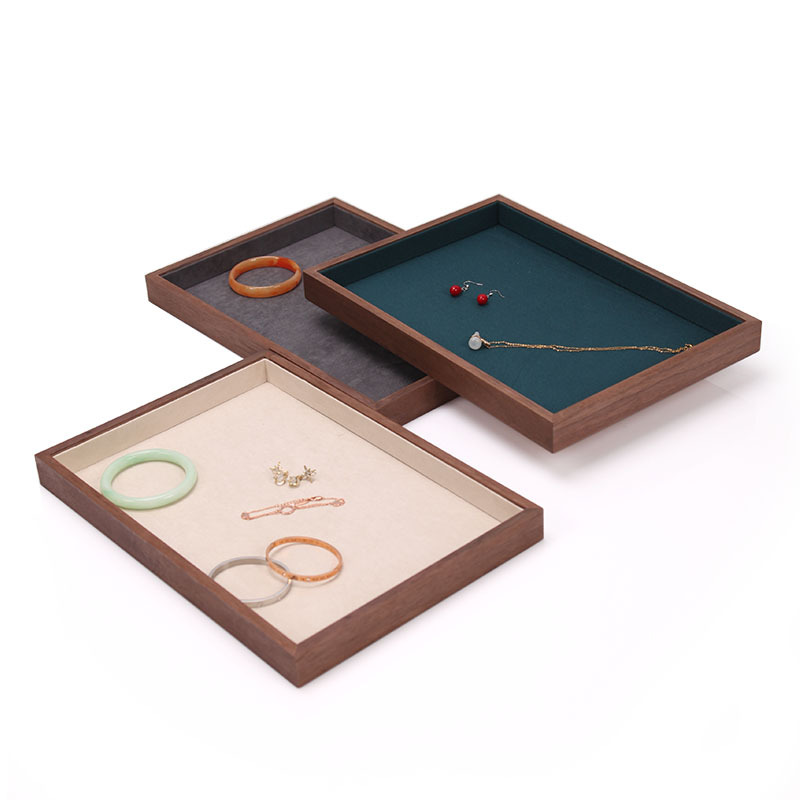 High-end display window walnut wood showcase tray jewelry accessory display plate ring bracelet silver accessory display