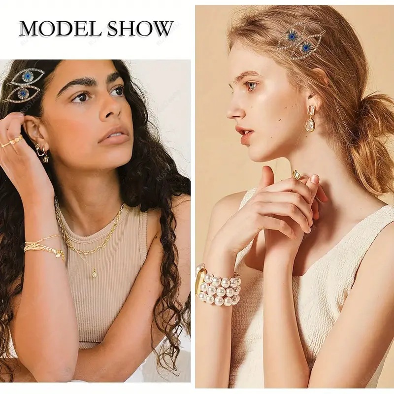 Rhinestones Inlay Material 1 Piece Quantity Retro Women's Devil's Eye Alloy Plating Inlay Rhinestones Hair Clip