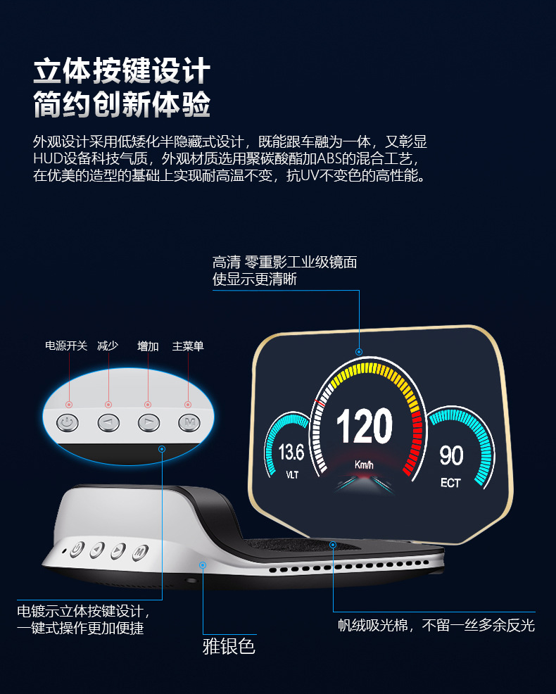 Weiying car display screen Car obd2 speed GPS projector no ghosting portable HD head-up display