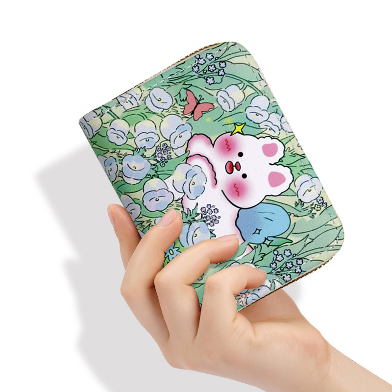 Monedero de dibujos animados estilo acordeón para mujer, bolsa de almacenamiento para tarjetas bancarias, tarjetero con ranuras para múltiples tarjetas, tarjetero para tarjetas de acceso.