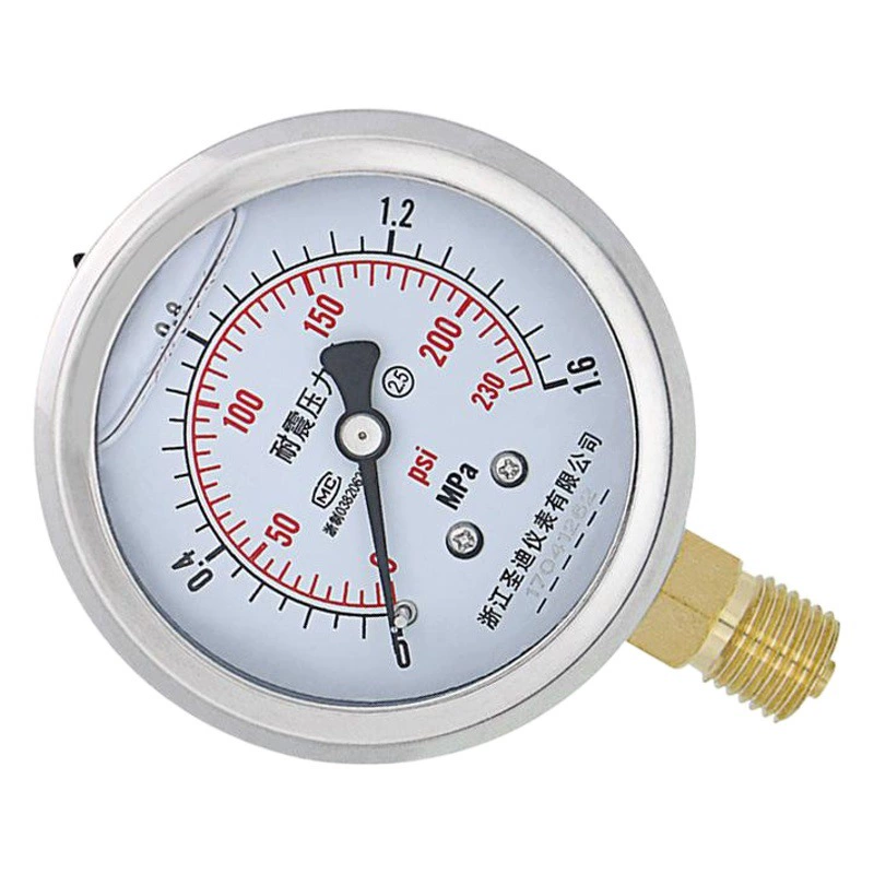 Поставка манометра YN60 высокоточного из нержавеющей стали для измерения давления воды, давления масла, давления воздуха m14*1.5, ударопрочный манометр.