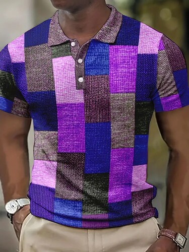 European and American Independence Station 3D digital pattern men's lapel short-sleeved casual trend hot selling POLO pullover