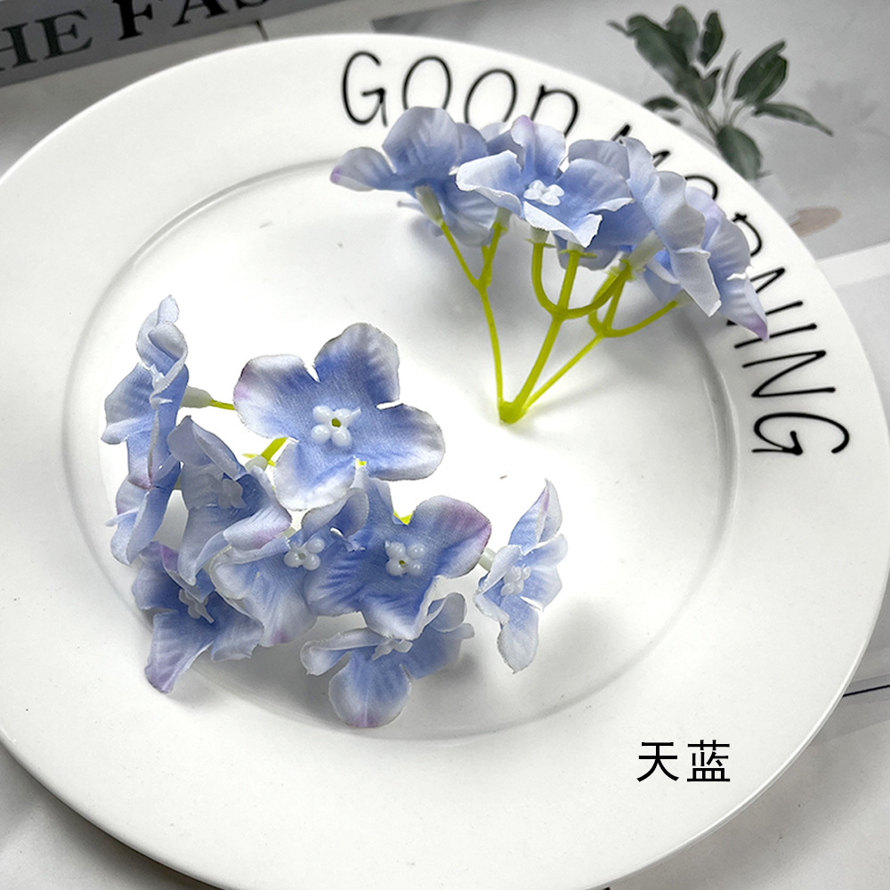 Pintura al óleo de imitación de hidrenias DIY9 cabeza tela de seda falsa flor tocado de flores de pinza material de diseño floral decoración de fotografía del hogar