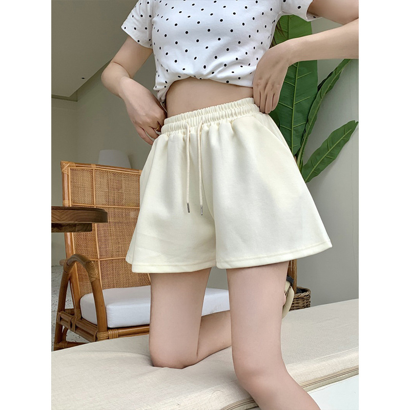 인터넷 연예인 넓은 다리 단색 반바지 여름 새로운 높은 허리 느슨한 슬리밍 작은 발레 스타일 외부 착용 핫 바지