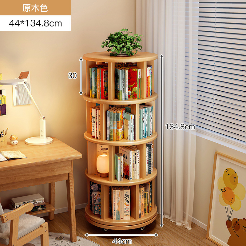 Estante giratorio de madera sólida estante de 360 grados estante de estante de piso integrado contra la pared esquina móvil pequeño gabinete estrecho para niños