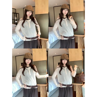 元气轻活风轻薄亨利领长袖针织衫女2026年秋季新款独特漂亮小上衣