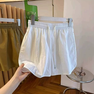 白色a字速干阔腿短裤女夏季薄款小个子运动外穿高腰休闲宽松热裤
