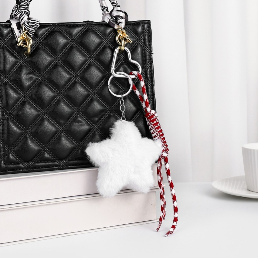 18g Weight Bag Charms Bag Accessories Type Heart Clasp Closure Clasp Closure Type 1 Piece Quantity Daily Occasion Plush Material Unisex Festival Star Pattern Cute Style 1 Piece Plush Star Heart Clasp Closure Bag Charms 7