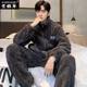 2025 New Pajamas for Men in Autumn and Winter Fleece-Lined and Thickeneded Long-Sleeved Warm Coral Velvet Flannel Home Wear Set