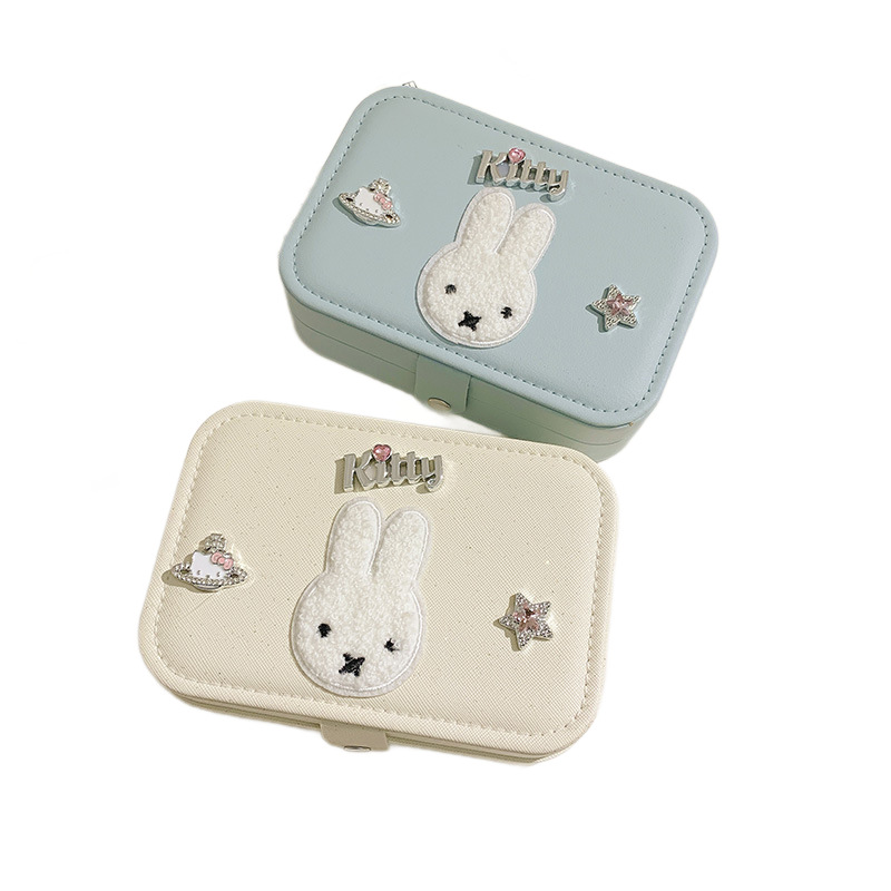 Miffy conejo caja de joyería pendientes anillo collar joyería caja de joyería de gran capacidad dibujos animados portátiles de alto nivel lindo