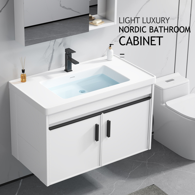 Gabinete de baño de aluminio espacial combinado hogar pequeño lavabo lavabo lavabo inodoro estrecho largo ancho 44CM