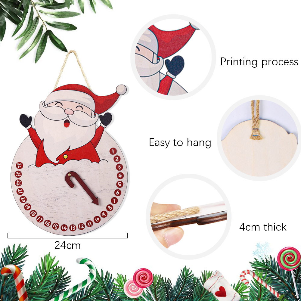 Christmas New cartoon Christmas wooden pendant indoor decoration Christmas tree pendant Christmas Snowman clock door plate ornaments_voghion.com