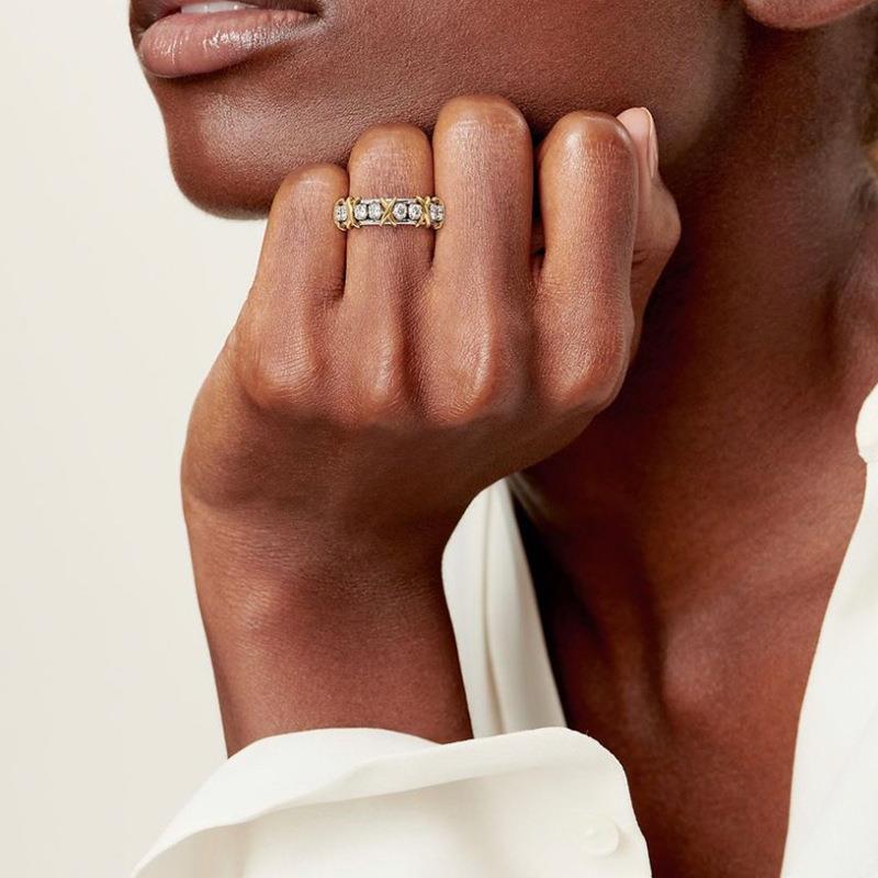 1 Piece Fashion Round Metal Inlay Zircon Womenu0027S Rings