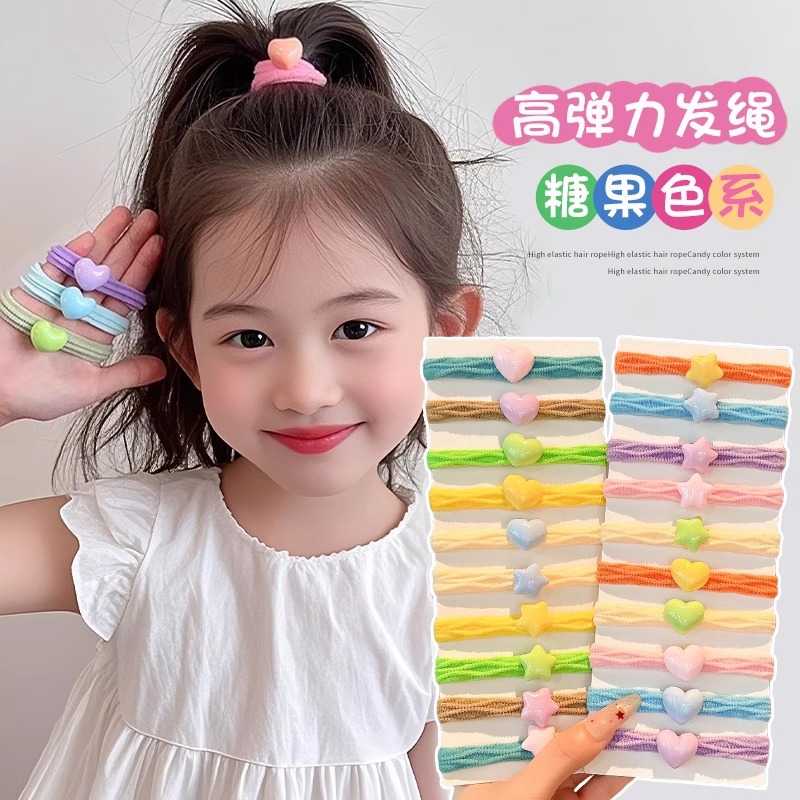 Alta elasticidad no daña cabello estrella cuerda de cabello mujer lindo color atado cabello banda de goma de alta calidad anillo de cabello duradero para niños