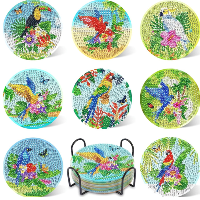 Personalizada taza de pintura de diamante transfronteriza almohadilla de taza de diamante redonda almohadilla mandala perimetral de pintura de diamante DIY