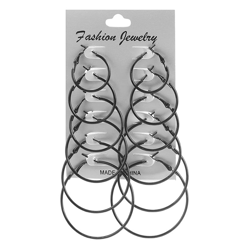 Europa y América del nuevo color tamaño círculo 6 pares traje pendientes Anillo del oído personalidad de la moda punk rock retro pendientes