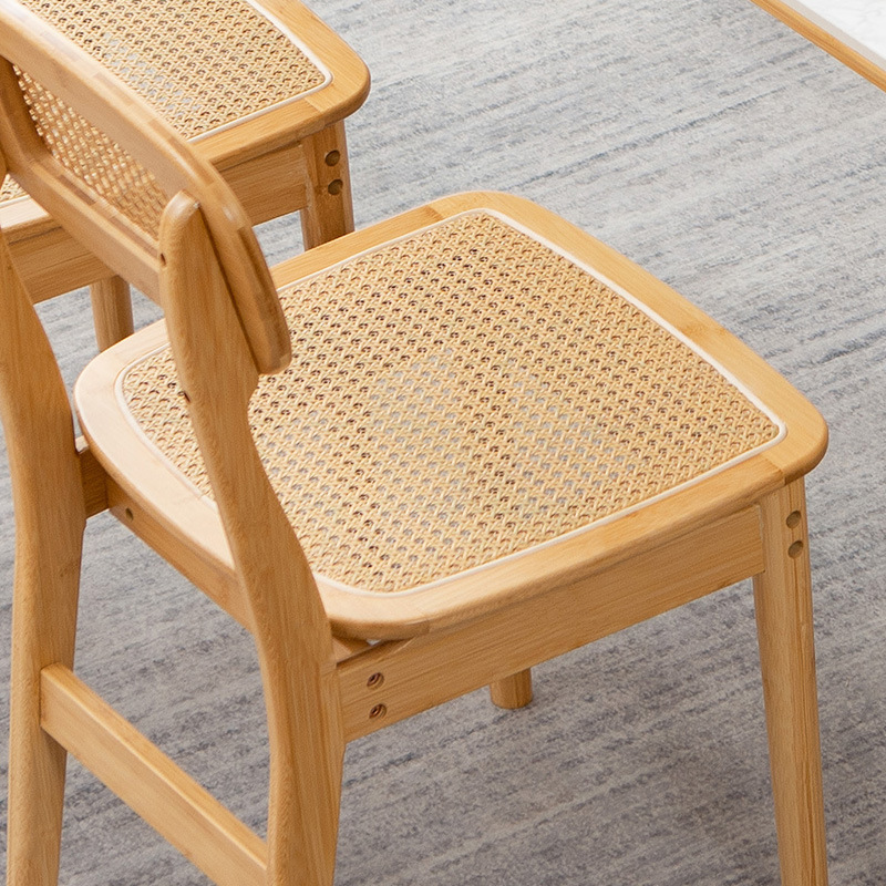Silla de comedor de ratán, silla de mesa de comedor japonesa, hogar, apartamento pequeño, silla de respaldo moderna simple, restaurante, taburete nórdico de bambú y ratán