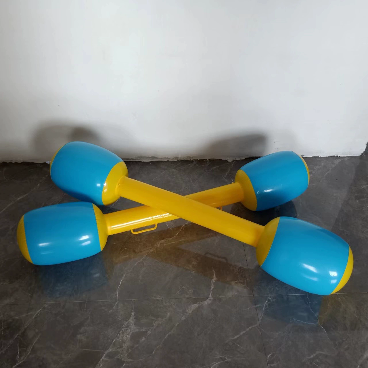 Inflatable handle, wooden hammer for double, toy