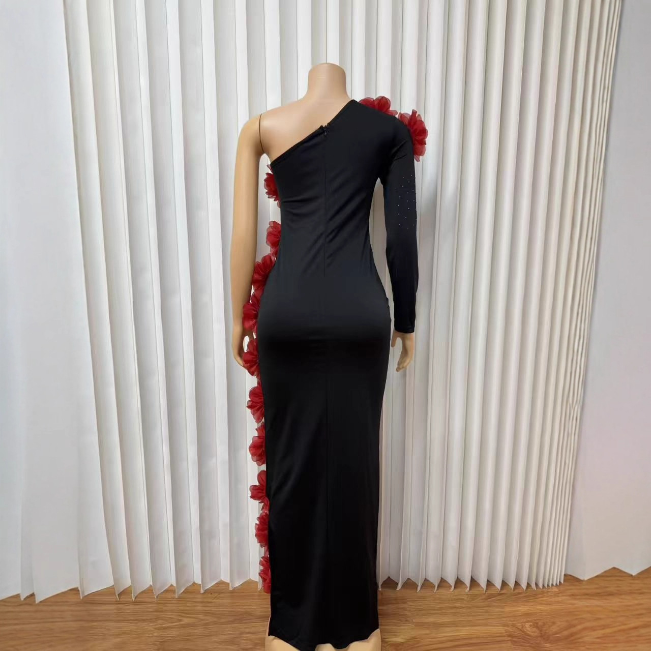 Women's Halter Neck Floral Rhinestone Embellished Bandage Bodycon Dress American Style Long Skirt Fashion Elegant_ecoleips.com