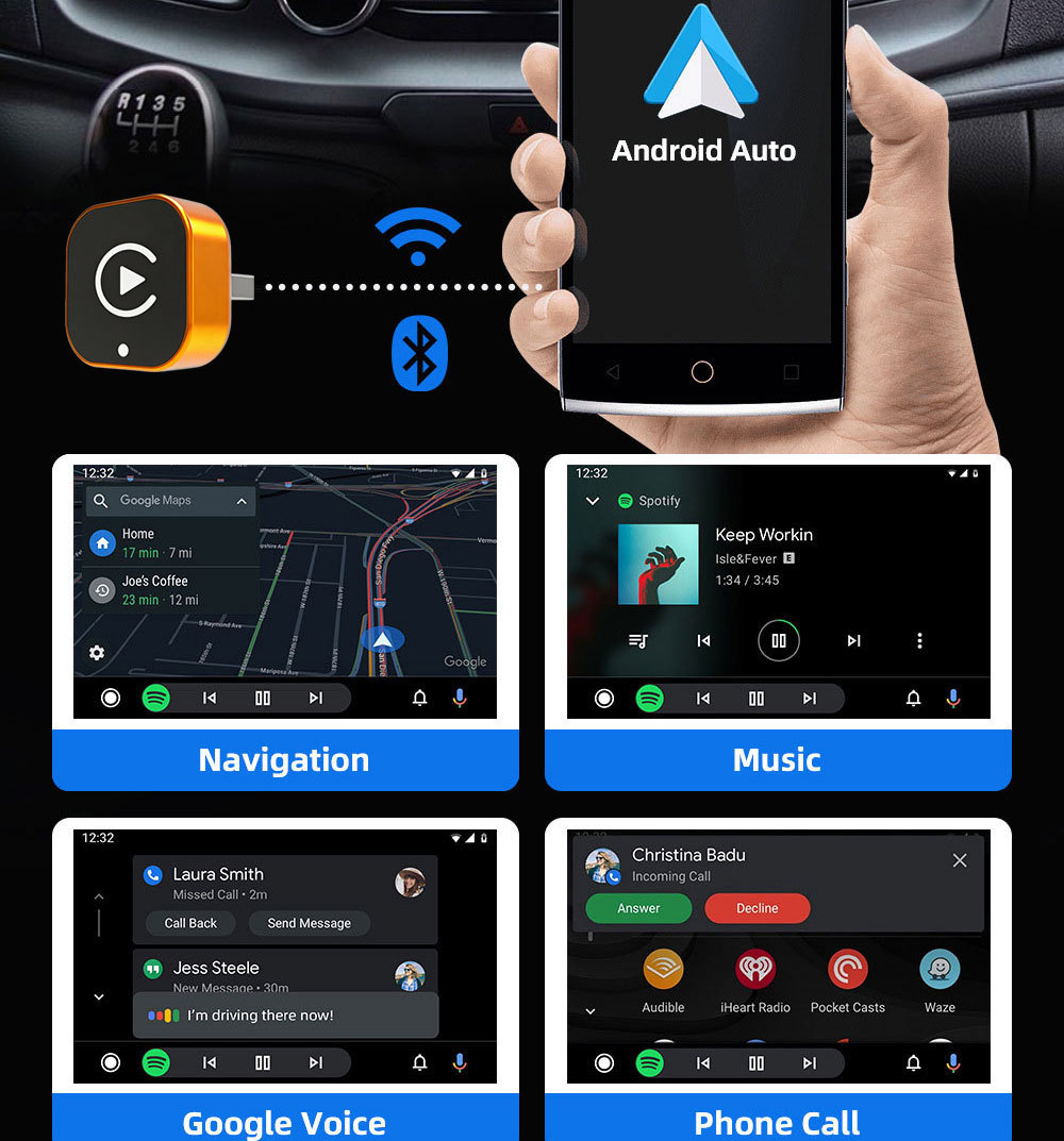 Hot-Selling Smart Wired-To-Wireless Carplay Box, Apple Orange Android Auto Adapter Car Connectivity Box