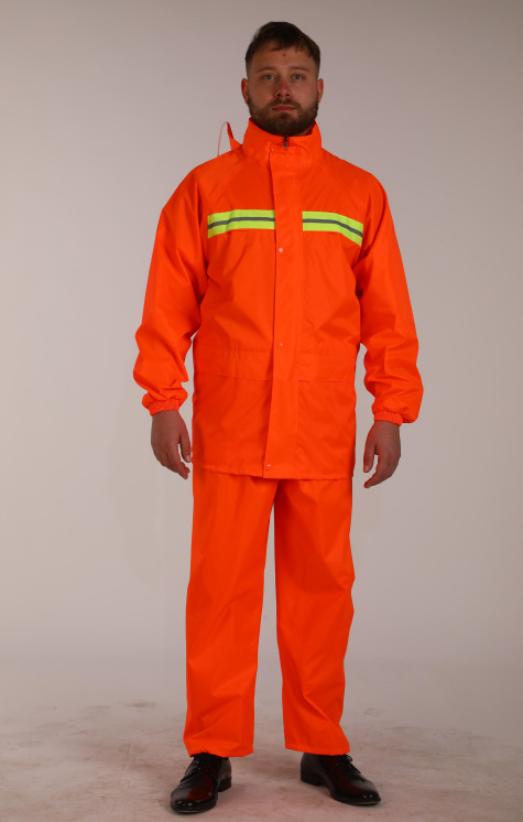 Conjunto de impermeable y pantalones de lluvia fluorescentes verdes al por mayor para servicios de saneamiento y tráfico, patrullaje de seguridad, protección de rescate, impermeables y gruesos.