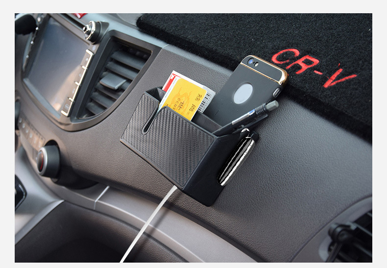 Car Adhesive Carbon Fiber Storage Box Interior Organizer Car Phone Holder