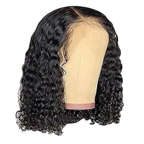 Pelucas de Amazon nuevos productos pelucas de encaje negras parcialmente curvas cortas mano de fabricación de cabello curvilíneo directo