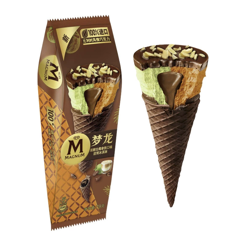 Мороженое в рожке (Magnum) — насыщенный кокос-латте и тёмный шоколад, шоколадное покрытие