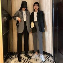 纯棉秋季高腰垂感阔腿裤港风休闲裤九分裤直筒裤子女装潮