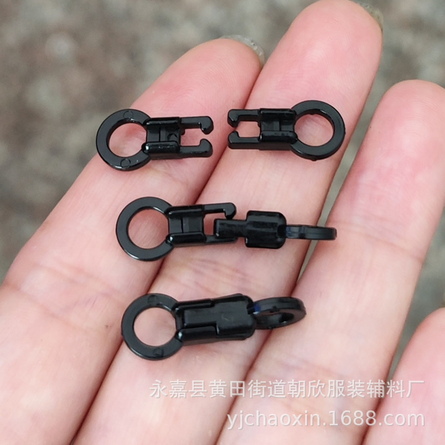 黑色塑料安全扣 绳带连接对扣挂绳塑胶安全分离扣 易拉断开扣配件