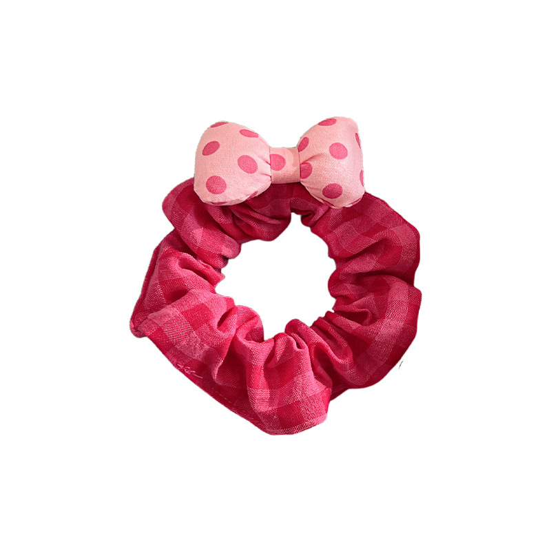 Dolce rosa punto de onda arco de intestino grueso anillo de cabello de alta elasticidad cuerda de cabello de mujer cuerda de cabello baja adornos de cabello lindos