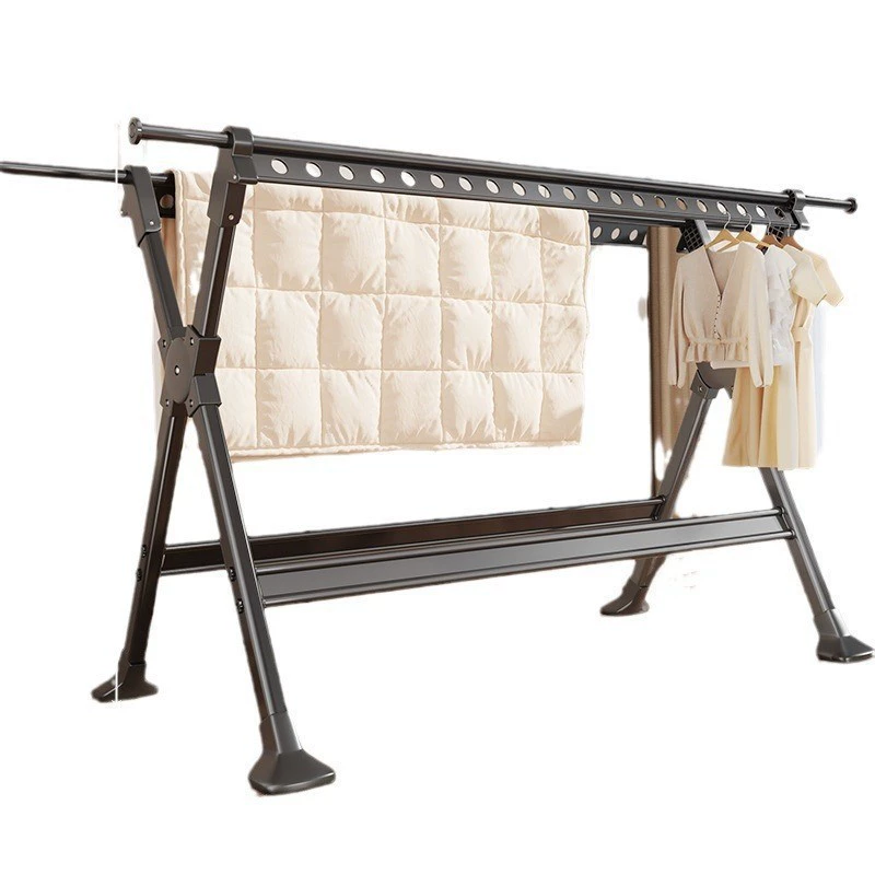 Clothes drying rack floor-standing household balcony folding clothes pole indoor and outdoor hanging clothes retractable clothes drying rack quilt drying wholesale
