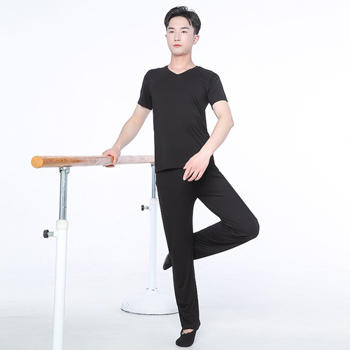 Dance wear practice wear men's loose student body suit modern dance Latin dance wide leg straight modal suit