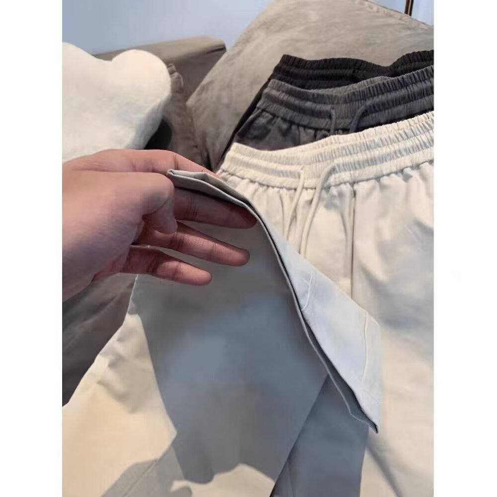 American Style Basic Diagonal Cut Casual Pants For Men Women, Summer Thin Workwear, Straight Loose Fit, Heightening And_mkmklike.com