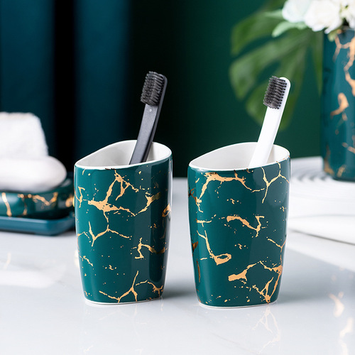 Ceramic bathroom five-piece set, toothbrush set, bathroom accessories, bathroom cup, toothbrush cup set, light luxury cups