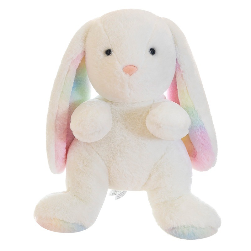 Wolula-muñeco de peluche de conejo súper suave, orejas largas, muñeco de conejo arcoíris, almohada, regalo de cumpleaños, venta al por mayor
