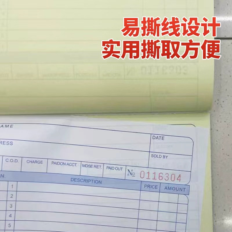 Talonario de Notas de Venta de Papel Autocopiativo Duplicado para Oficina y Tienda