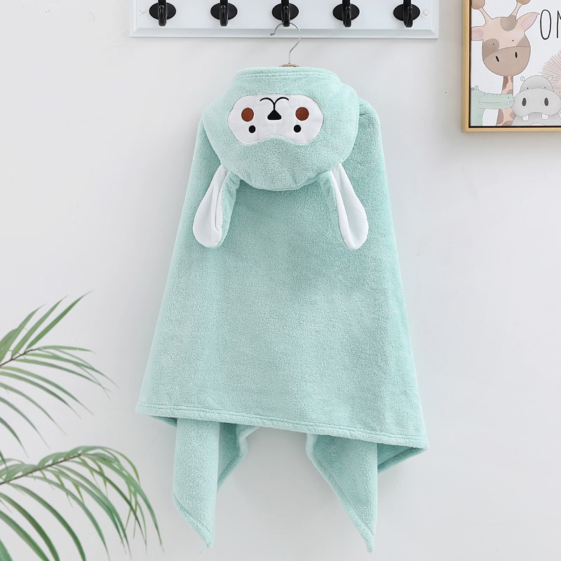Coral fleece bebé usable Toalla de baño con capucha de dibujos animados capa de los niños Albornoz suave absorbente edredón infantil Toalla de baño